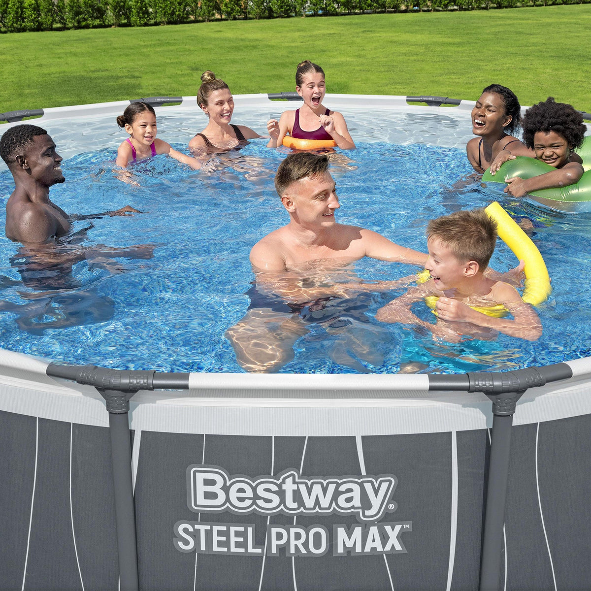 Bestway Steel Pro MAX 15' x 42" Round Above Ground Pool Set with LED L | Bestway