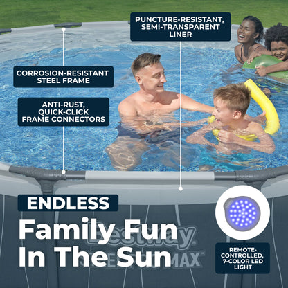 Bestway Steel Pro MAX 15' x 42" Round Above Ground Pool Set with LED L | Bestway