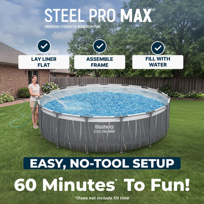 Bestway Steel Pro MAX 15' x 42" Round Above Ground Pool Set with LED L | Bestway