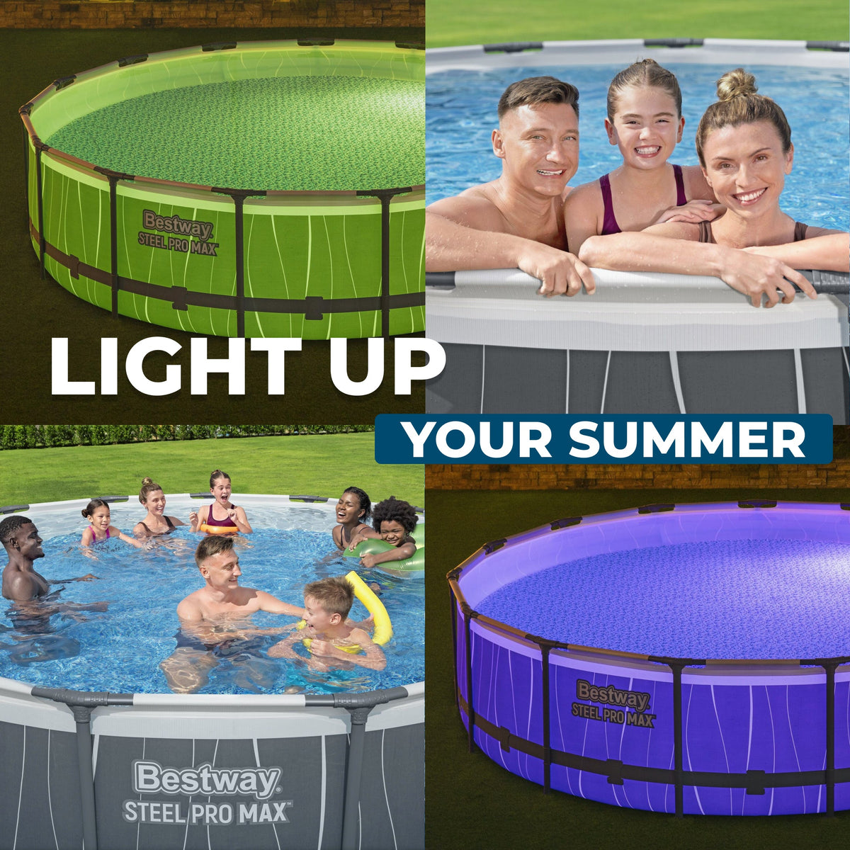 Bestway Steel Pro MAX 15' x 42" Round Above Ground Pool Set with LED L | Bestway