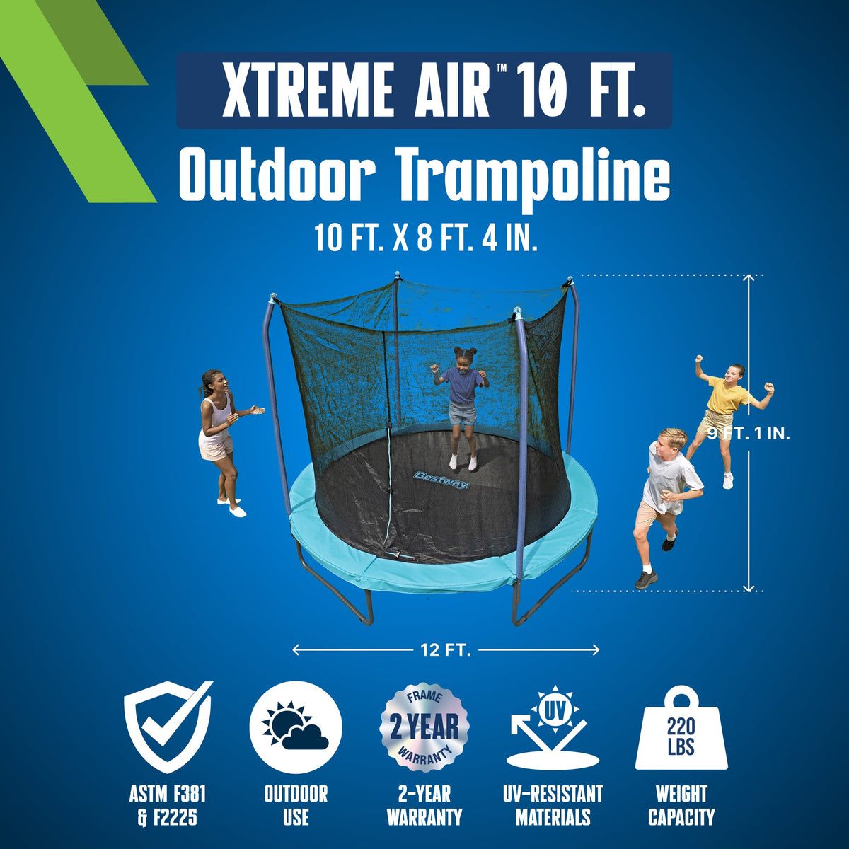 Bestway Xtreme Air 10 ft Outdoor Trampoline for Kids & Adults, No-Gap | Bestway