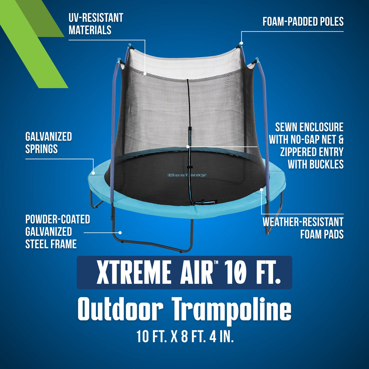 Bestway Xtreme Air 10 ft Outdoor Trampoline for Kids & Adults, No-Gap | Bestway