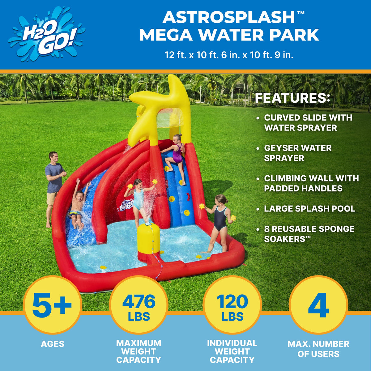 H2OGO! AstroSplash Kids Inflatable Mega Water Park 10'9" | Bestway