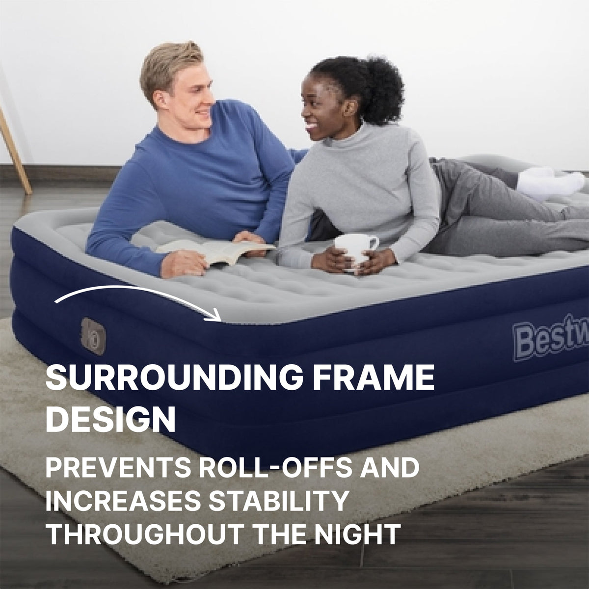 Bestway Tritech Air Mattress Queen 15" with Built-in AC Pump Included | Bestway