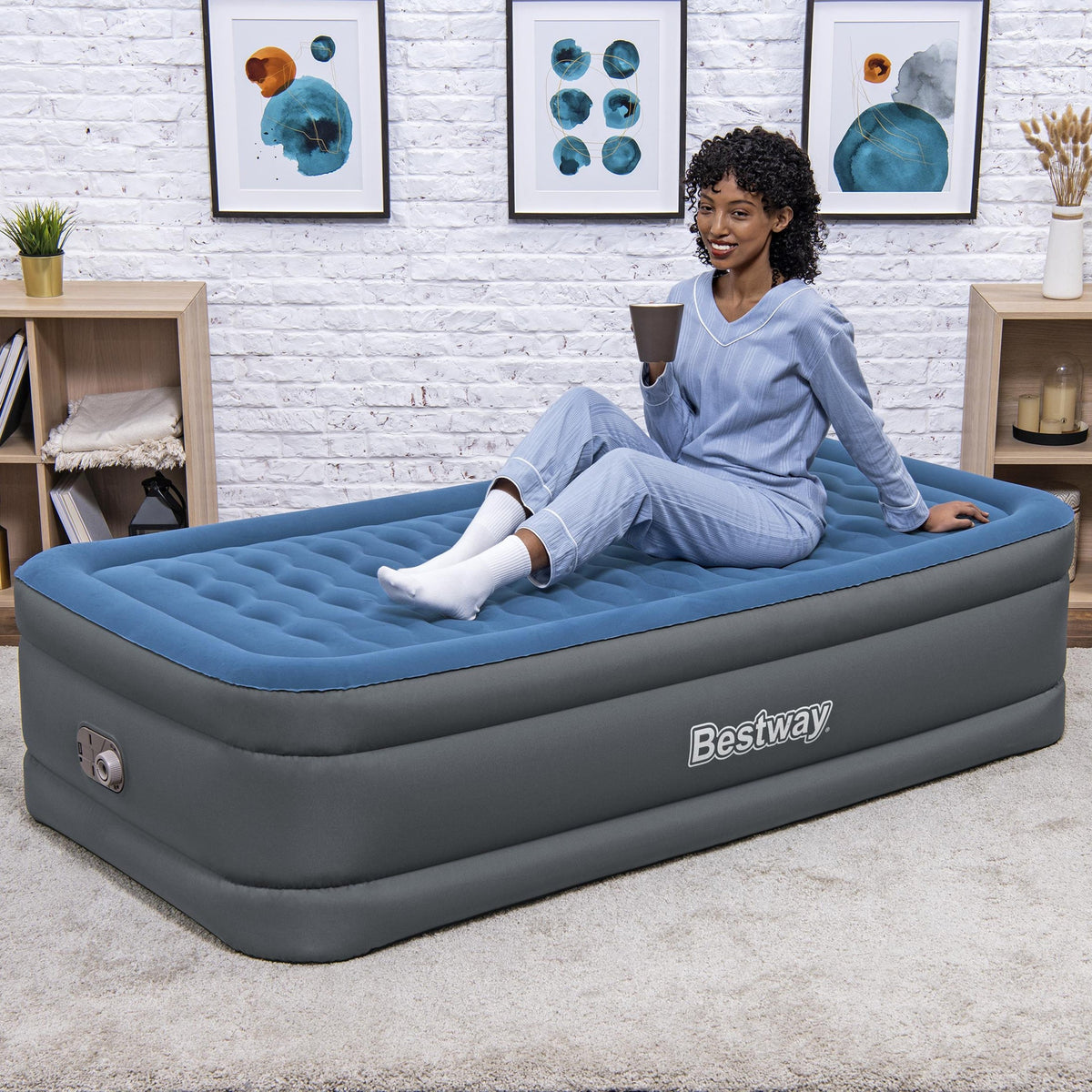 Bestway Tough Guard Air Mattress Twin 18" with Built-in AC Pump | Bestway