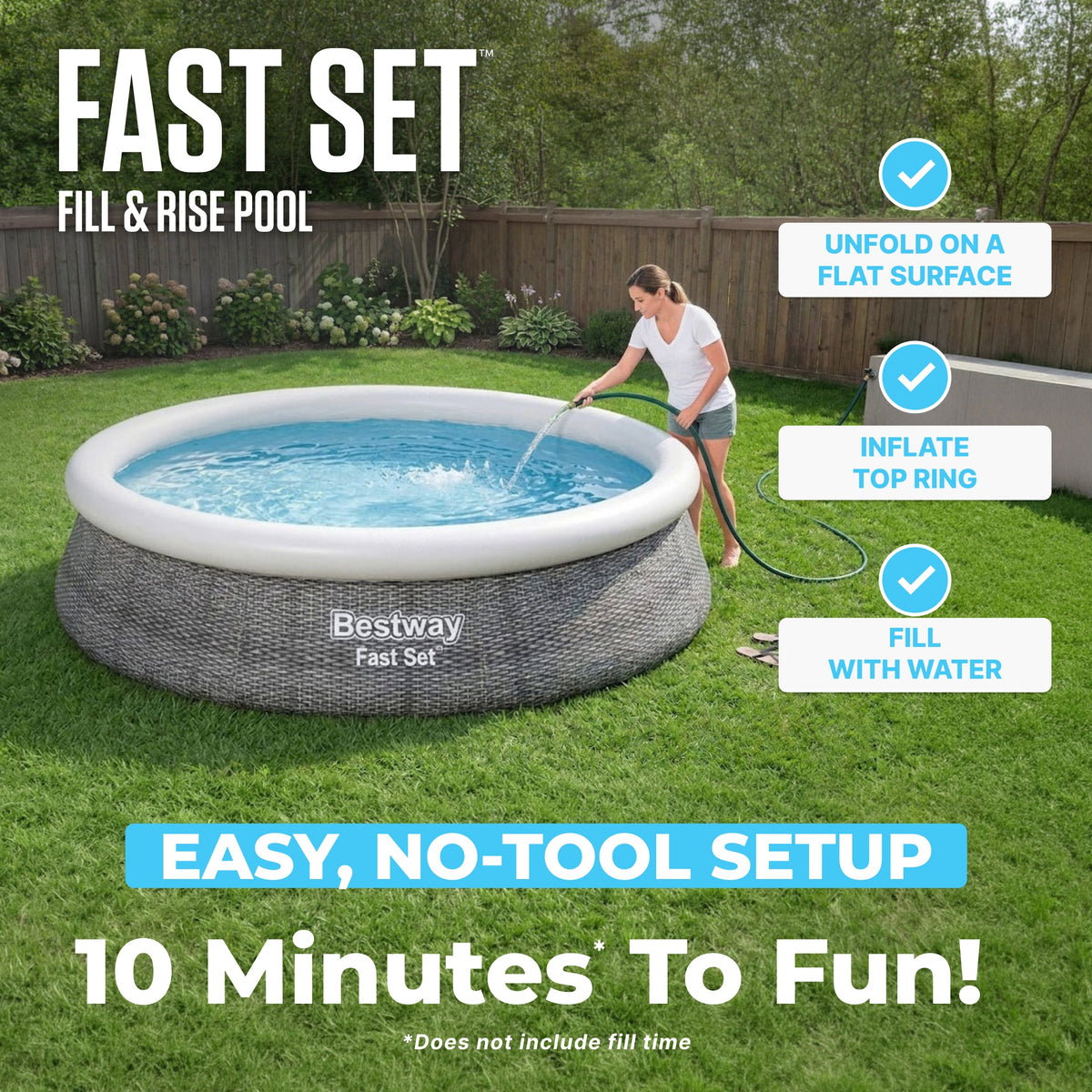 Bestway Fast Set 12’ x 30” Inflatable Round Soft Sided Above Ground Po | Bestway